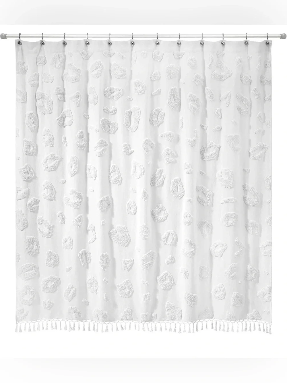 Nicole Miller Celina Fabric Raised Leopard Print Shower Curtain & Clear Liner